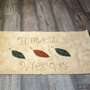 Autumn Harvest Welcome Doormat - Cream, Green, and Brown